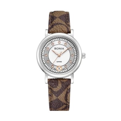 Bonia Elegance BNB10875-2312 Brown Leather Strap Women Watch